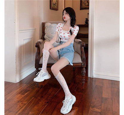 Short-Sleeve Strawberry Print T-Shirt