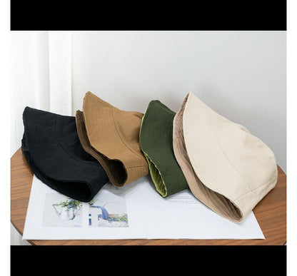 Wavy Texture Reversible Plain Bucket Hat