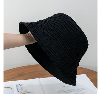 Wavy Texture Reversible Plain Bucket Hat