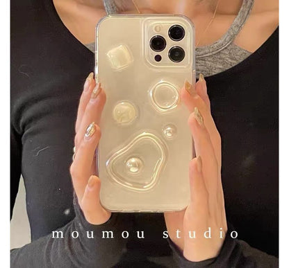 Faux Pearl Transparent Phone Case