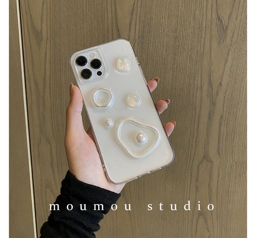 Faux Pearl Transparent Phone Case