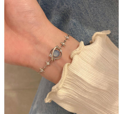 Armband aus Sterlingsilber mit Stern-Strass