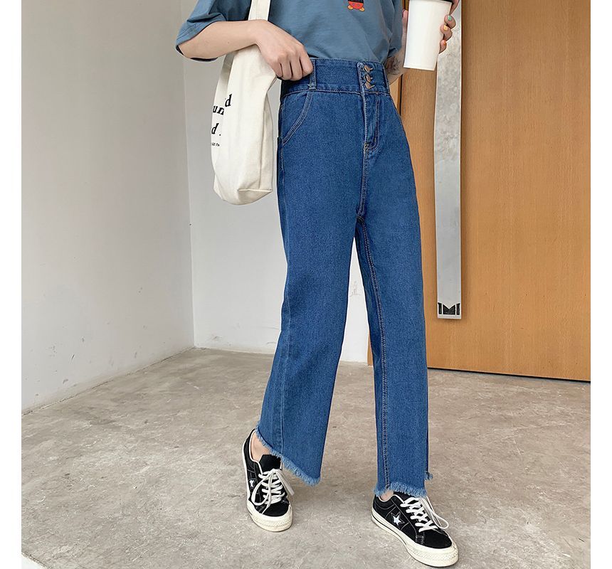 High Waist Cropped Loose Fit Jeans