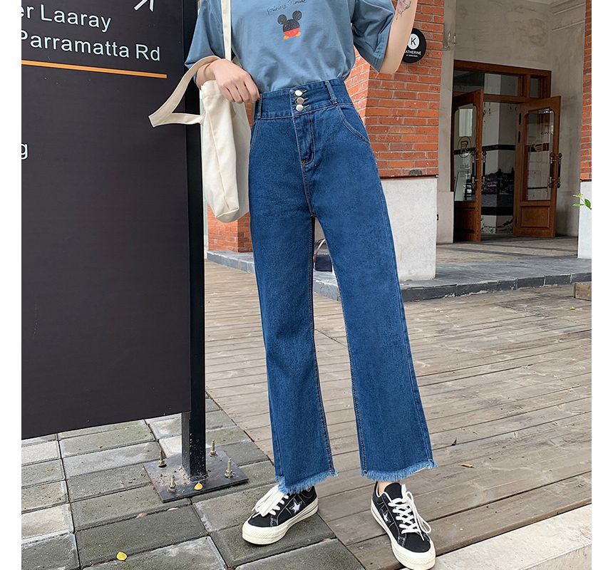 High Waist Cropped Loose Fit Jeans