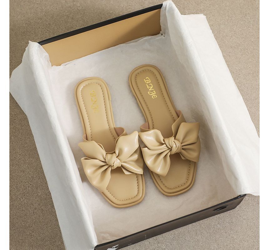 Bow Flat Slide Sandals