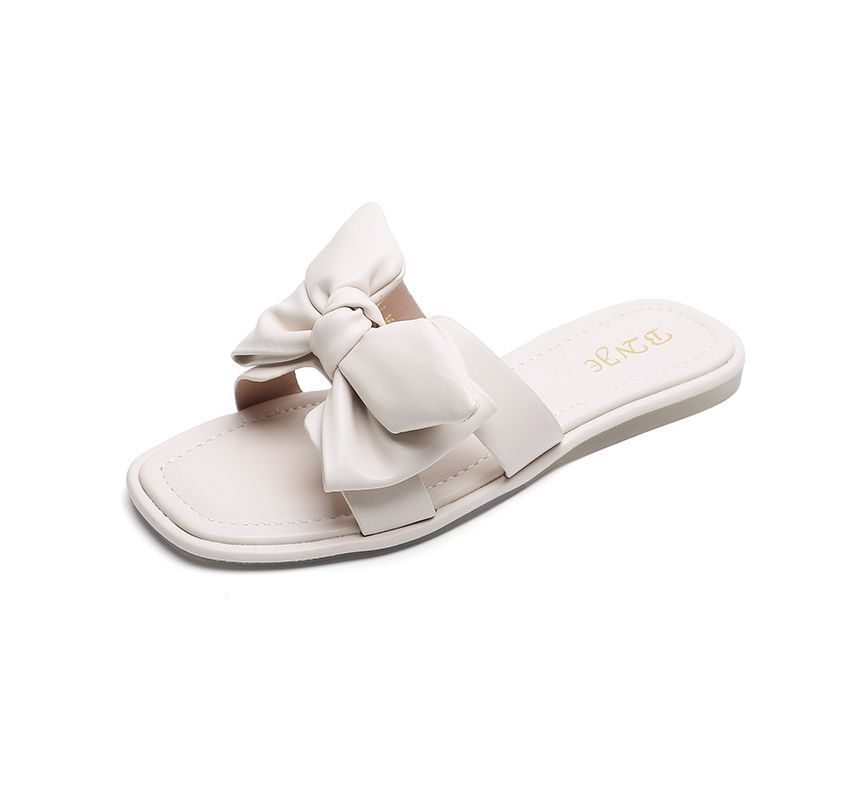 Bow Flat Slide Sandals