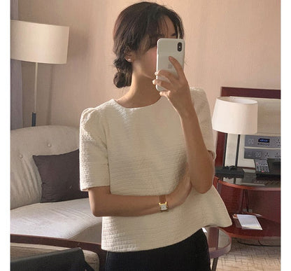 Haut uni à manches courtes