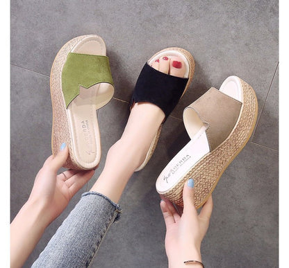 Platform Wedge-Heel Sandals Slide