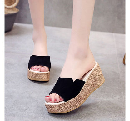 Platform Wedge-Heel Sandals Slide