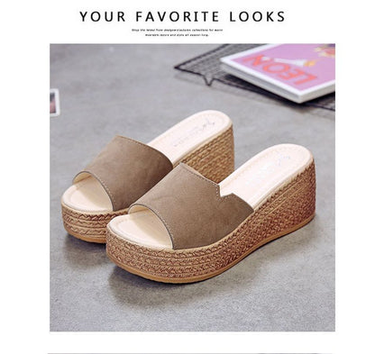 Platform Wedge-Heel Sandals Slide