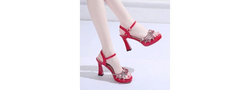 Rhinestone Platform Chunky-Heel Sandals