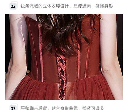 A-Line Gown Strapless Evening Bow Mesh