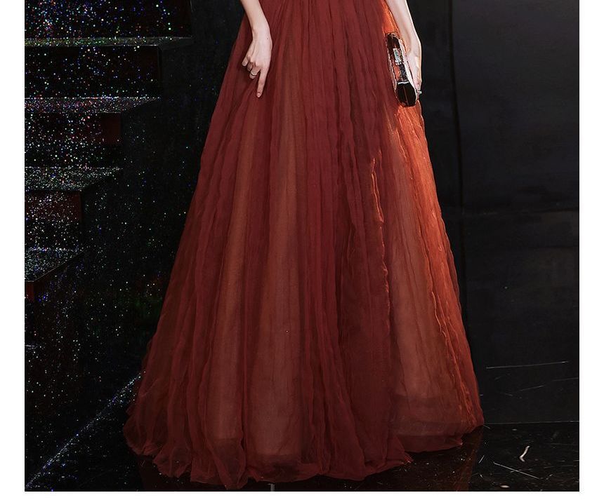 A-Line Gown Strapless Evening Bow Mesh