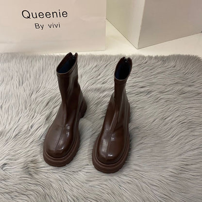 Block Heel Short Boots