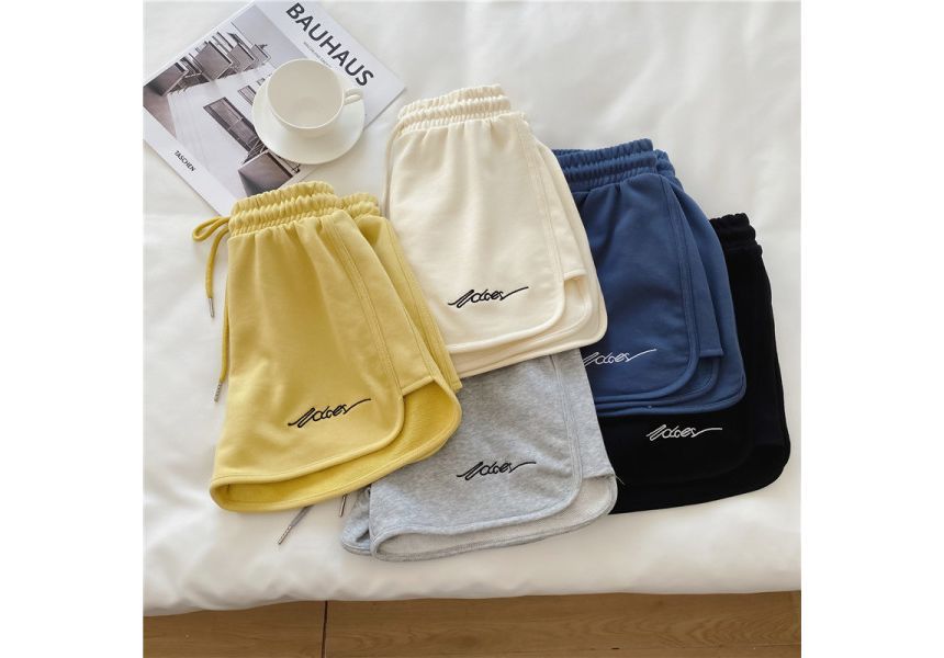 Elastic Waist Lettering Sweatshorts