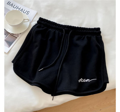 Elastic Waist Lettering Sweatshorts
