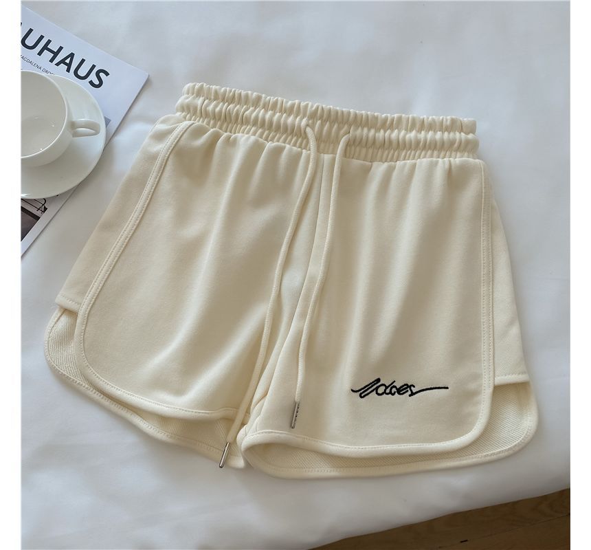 Elastic Waist Lettering Sweatshorts