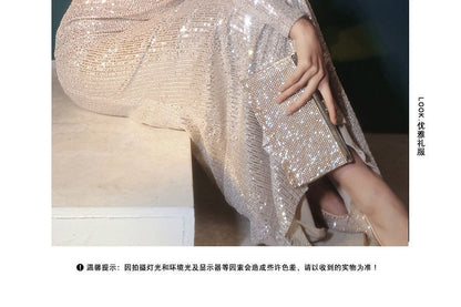 Long-Sleeve Gown Evening Mermaid Sequin