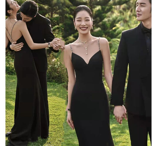 Spaghetti Strap Plain Sheath Evening Gown