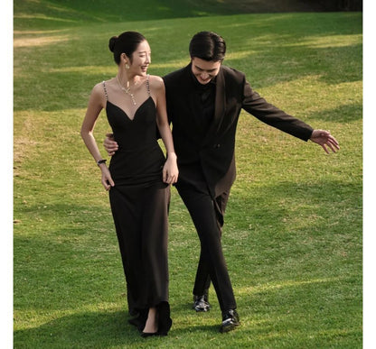 Gown Strap Spaghetti Plain Sheath Evening