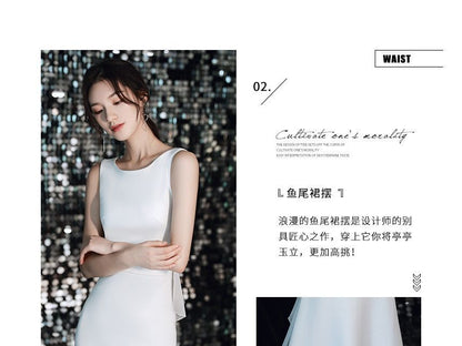 Gown Sleeveless Panel Wedding Plain Ruffle Mermaid