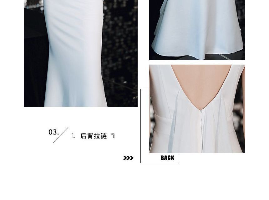 Gown Sleeveless Panel Wedding Plain Ruffle Mermaid