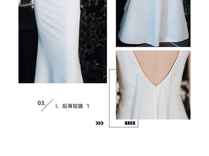 Gown Sleeveless Panel Wedding Plain Ruffle Mermaid