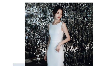 Gown Sleeveless Panel Wedding Plain Ruffle Mermaid