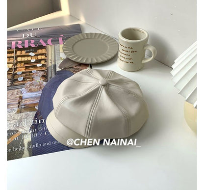 Faux Leather Newsboy Cap