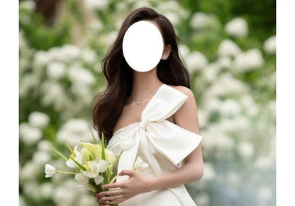 Gown Strapless Wedding Bow Mermaid Plain