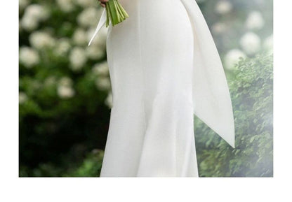 Strapless Plain Bow Mermaid Wedding Gown