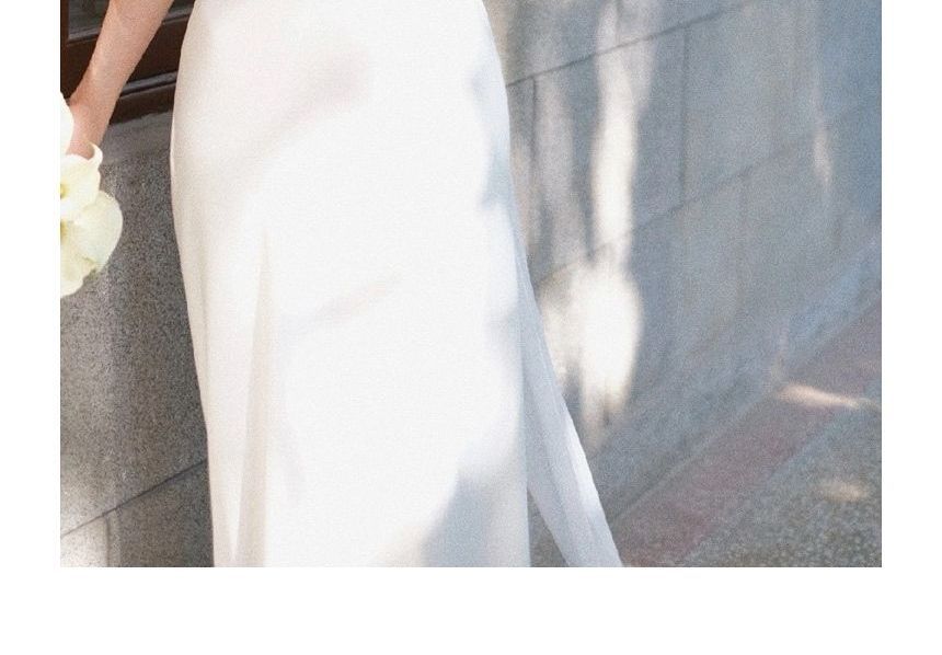 Sleeveless Halter Plain Open Back A-Line Wedding Gown