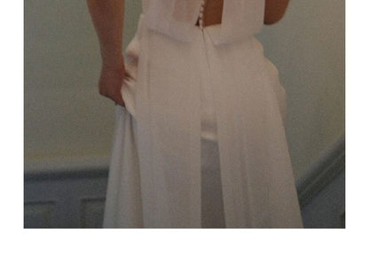 Sleeveless Halter Plain Open Back A-Line Wedding Gown