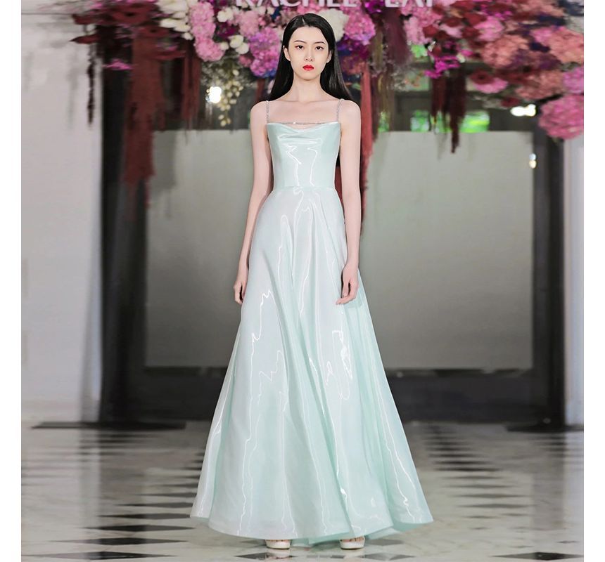 Plain Wedding Gown Spaghetti A-Line Strap