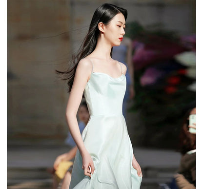 Plain Wedding Gown Spaghetti A-Line Strap