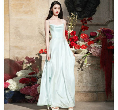 Plain Wedding Gown Spaghetti A-Line Strap