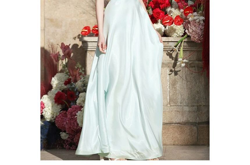 Plain Wedding Gown Spaghetti A-Line Strap