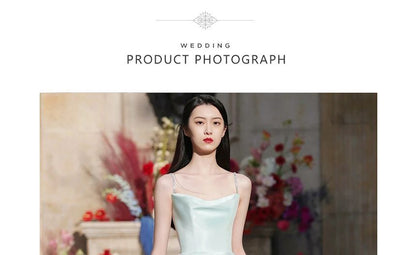 Plain Wedding Gown Spaghetti A-Line Strap