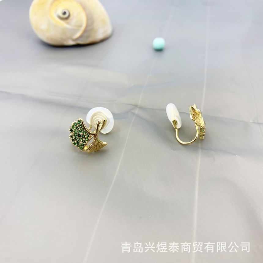 Leaf Rhinestone Alloy Earring