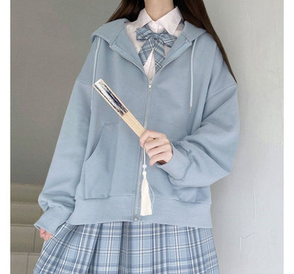 Schlichter, übergroßer Kapuzenpullover mit Reißverschluss (verschiedene Designs)