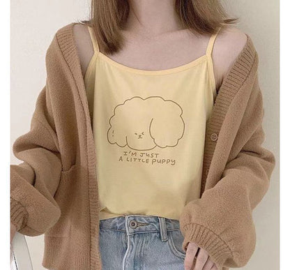 Camisole-Top mit Cartoon-Print