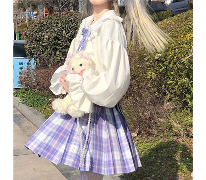 Chemisier boutonné à manches longues et bordure à volants