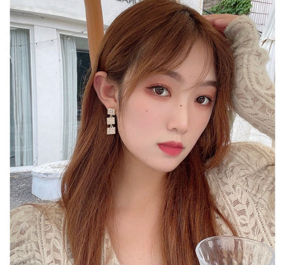 Square Faux Pearl Alloy Dangle Earring