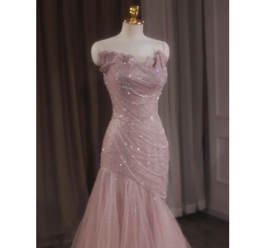 Evening Mermaid Mesh Strapless Trained Gown