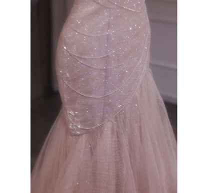 Evening Mermaid Mesh Strapless Trained Gown