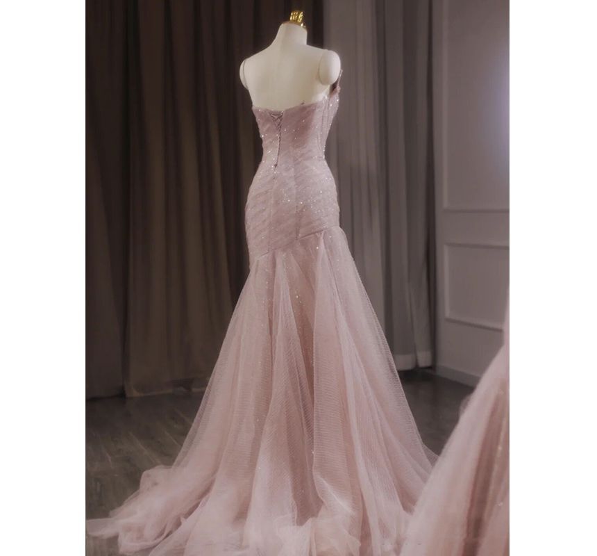 Evening Mermaid Mesh Strapless Trained Gown