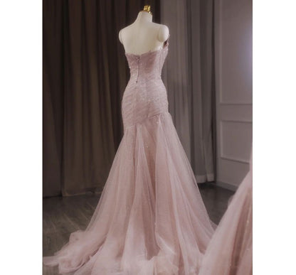 Evening Mermaid Mesh Strapless Trained Gown