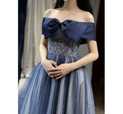 A-Line Off Waist Gown Evening Corset Shoulder