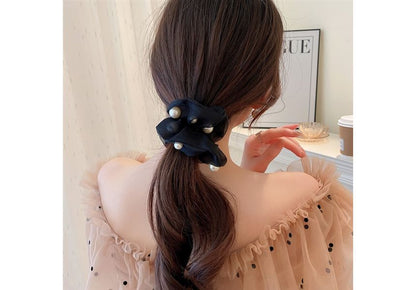 Faux Pearl Organza Scrunchie