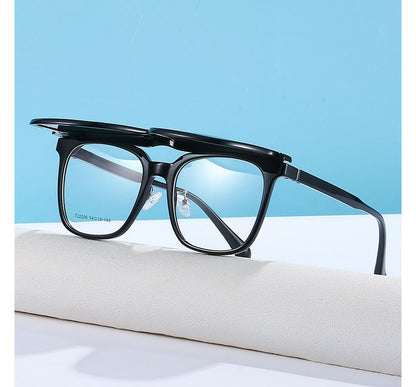 Square Glasses  with Magnetic Snap On Sunglasses